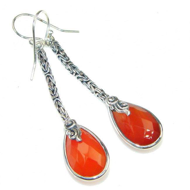 Bali Secret! Orange Carnelian Sterling Silver earrings