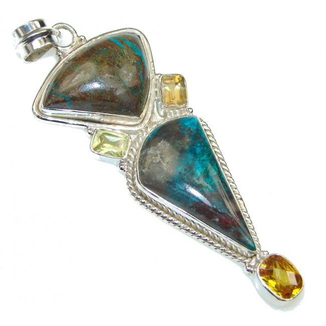 Excellent Blue Chrysocolla Sterling Silver Pendant