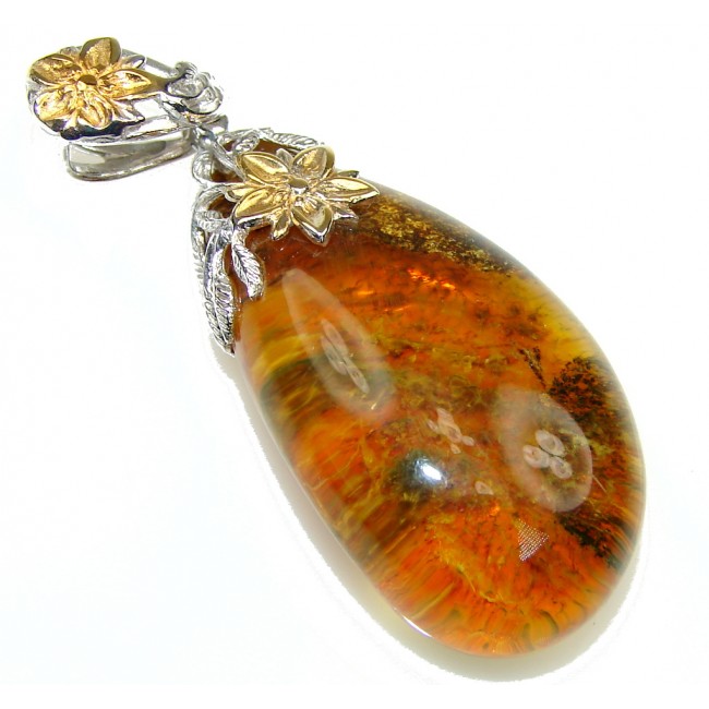 Exclusive! Baltic Polish Amber, Gold Plated Sterling Silver pendant