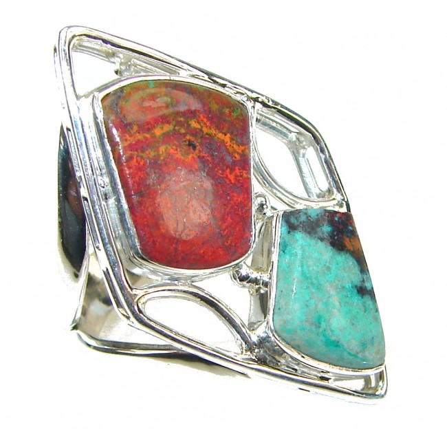 Excellent! Red Sonora Jasper Sterling Silver ring s. 7 1/2