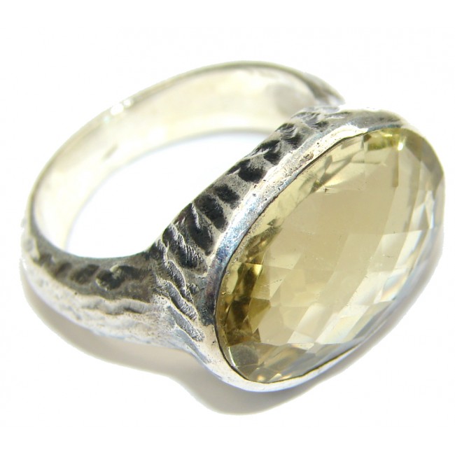 Simple Delight! Yellow Citrine Quartz Sterling Silver Ring s. 9