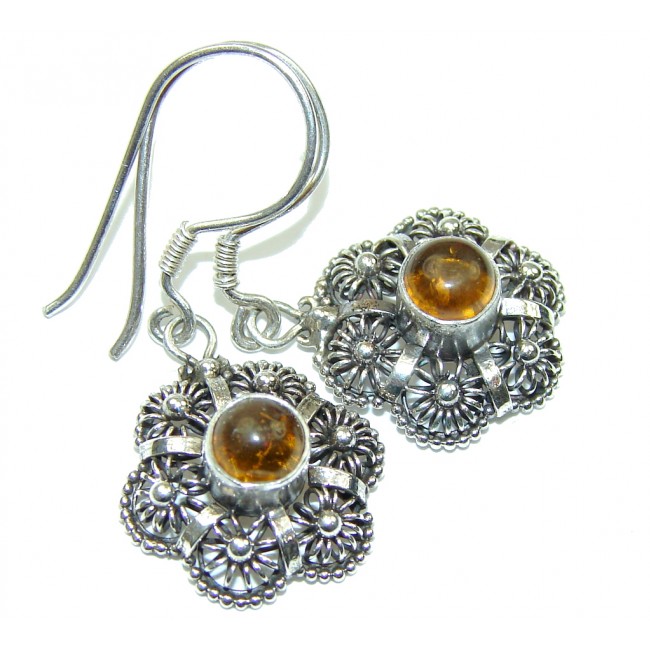 Natural! Baltic Polish Amber Sterling Silver Earrings