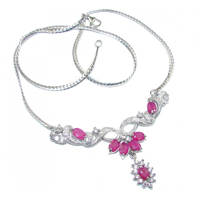 Secret Beauty! AAA Pink Ruby & White Topaz Sterling Silver necklace