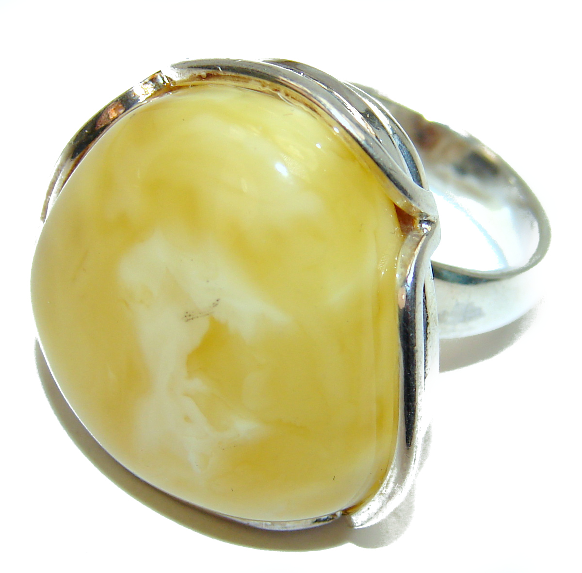 Best quality Butterscotch Baltic  Amber .925 Sterling Silver handmade Ring size 8 adjustable