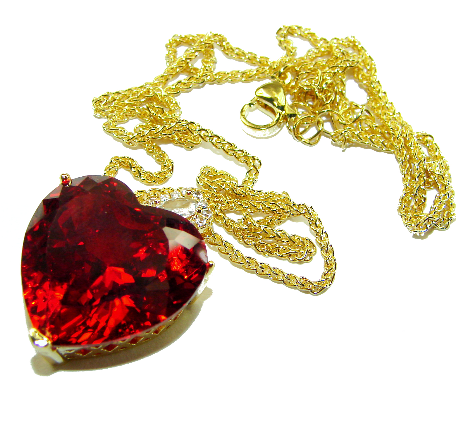 Protective Angel's Heart Red Topaz 14K over .925 Sterling Silver