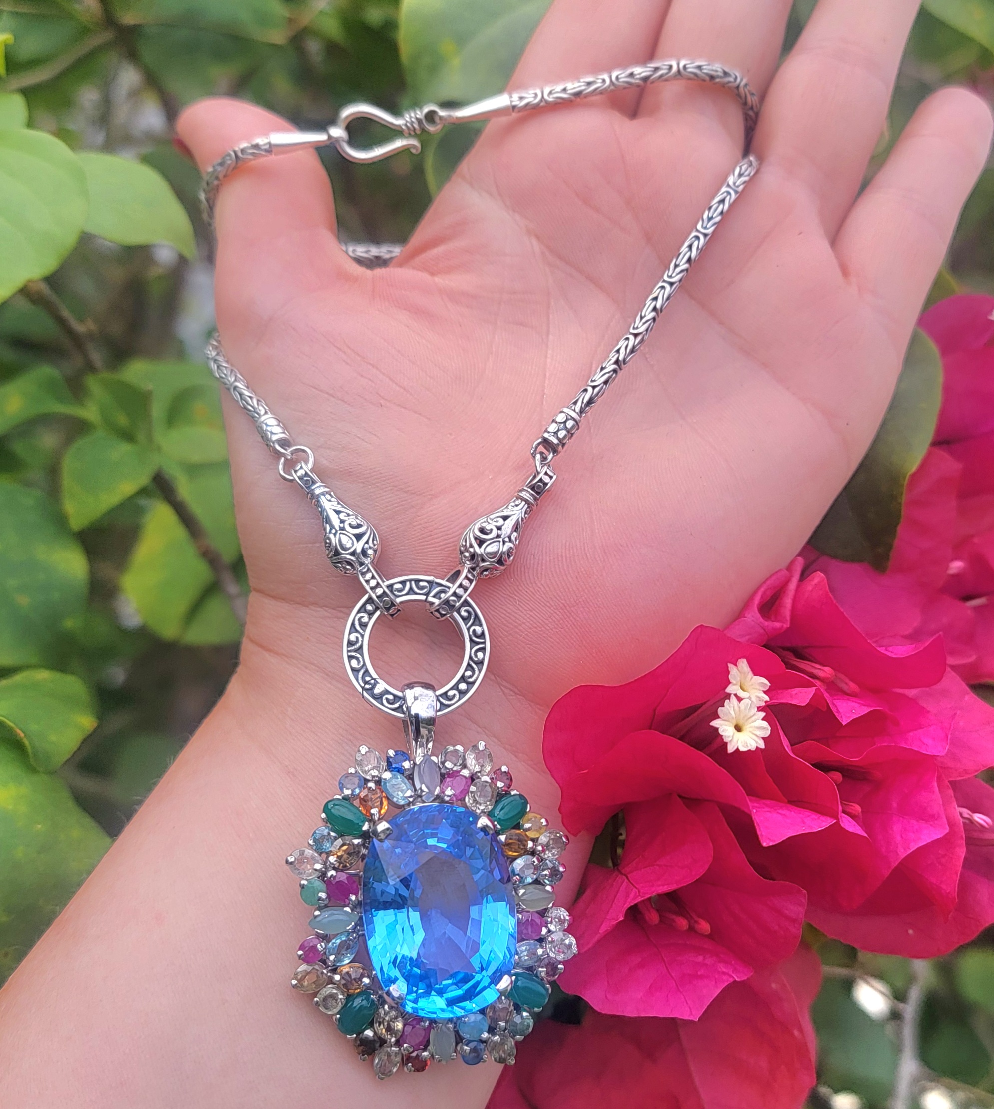 Atlantica - 88.5 carat genuine Swiss Blue Topaz l high-quality 925