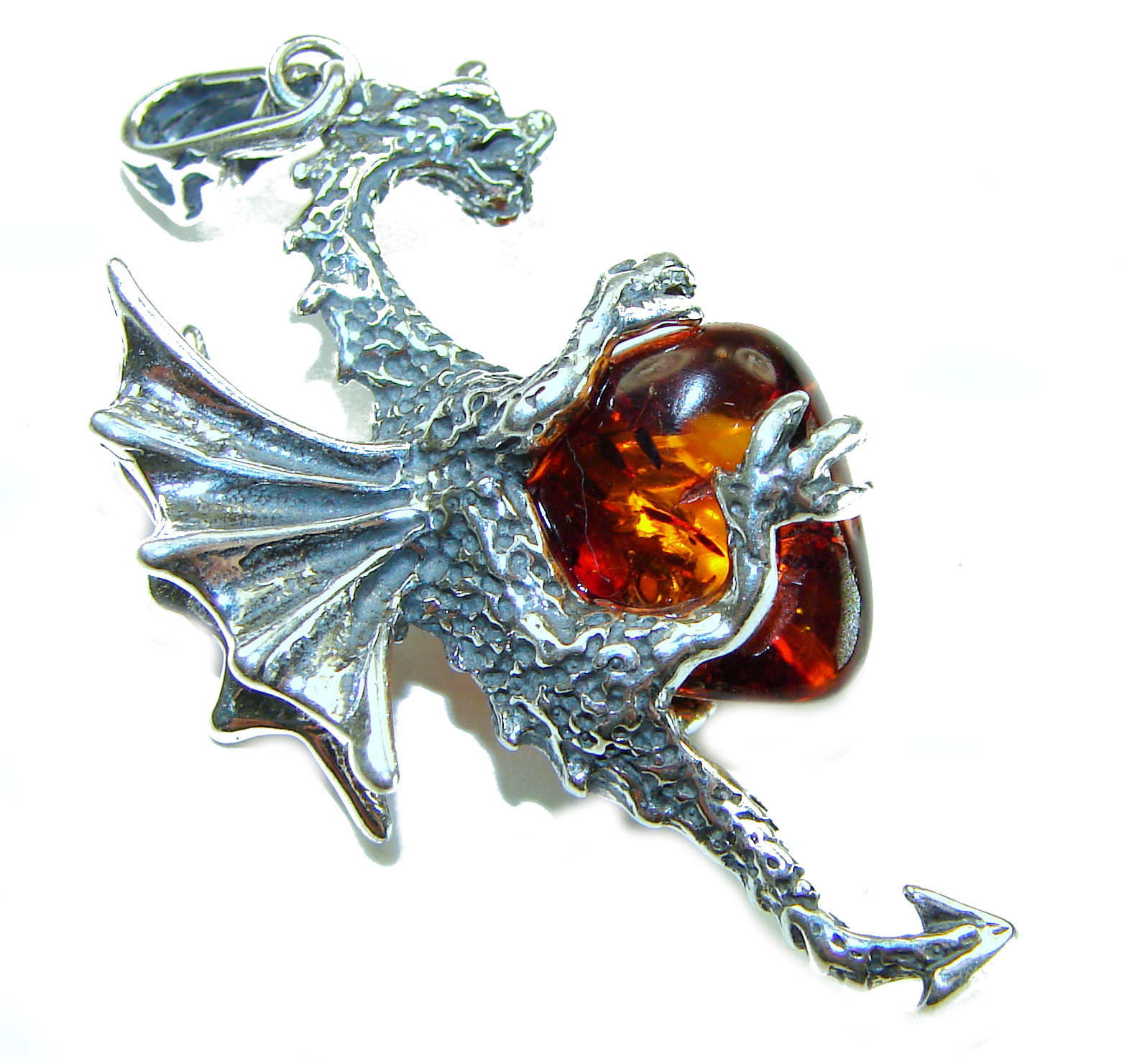 Baltic Amber & Sterling Silver Dragonfly Pendant – Multi-Colored Amber Jewelry, 925 Silver, No Chain, Gift Boxed - View #8