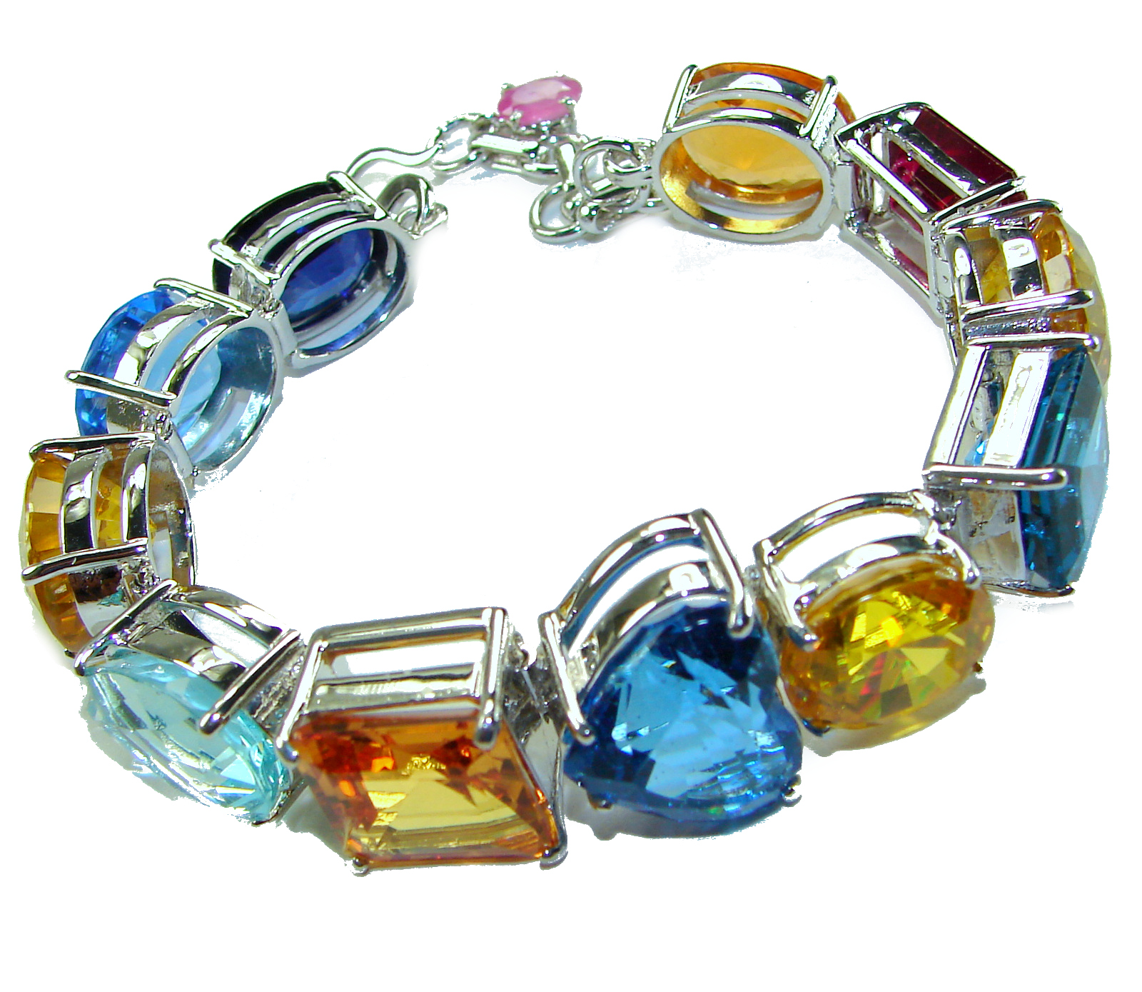 tab127 タテオシアンブレスレット シルバー925 ガンメタ/青ブルーレース London Blue Topaz Bracelet Sterling Silver | 65.5 CT