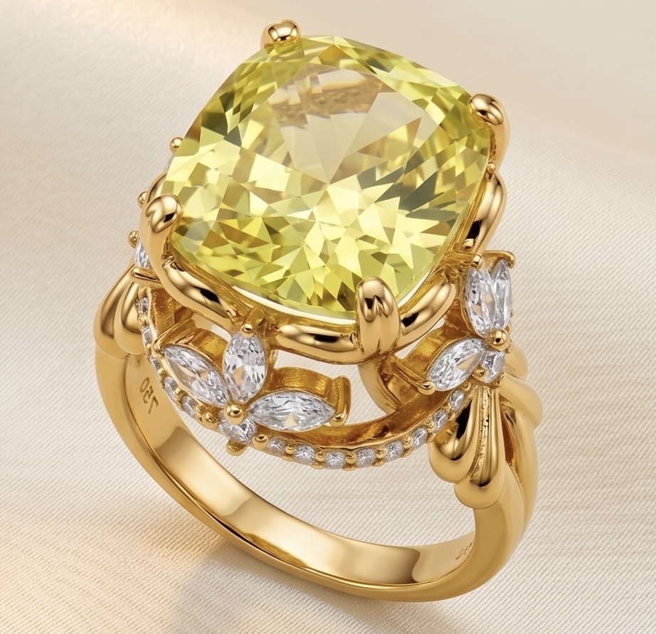 Yellow Sapphire Ring Sterling Silver 18.8ct | Size 7