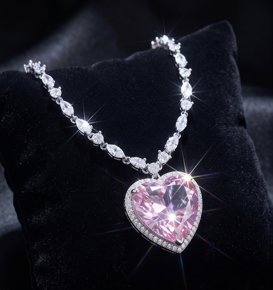 Pink Sapphire Necklace Sterling Silver | 22.7 Ct Heart