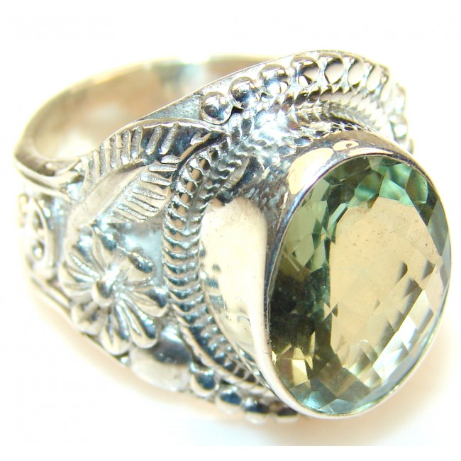 Prestige Green Amethyst Sterling Silver ring s. 10 1/2