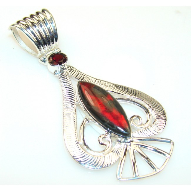 Natural Beauty Ammolite Fossil Sterling Silver Pendant