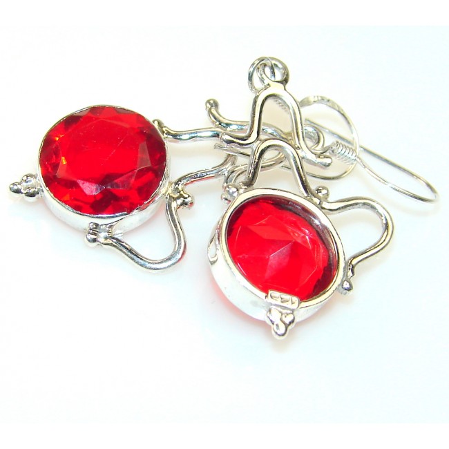 Lovely Red Quartz Sterling Silver Earrings