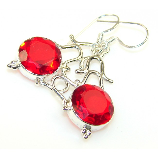 Lovely Red Quartz Sterling Silver Earrings
