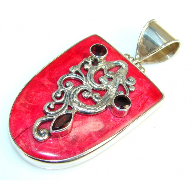 Fabulous Fossilized Coral Sterling Silver pendant