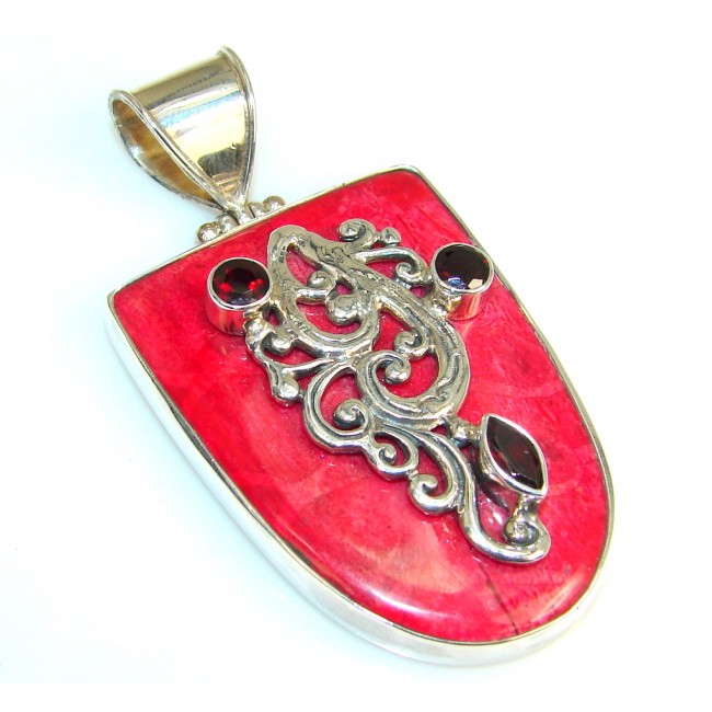 Fabulous Fossilized Coral Sterling Silver pendant