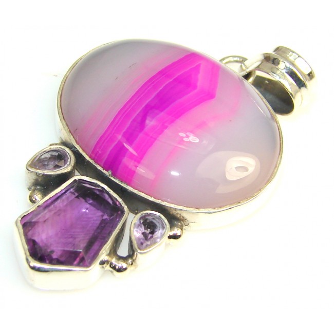 Passion Pink Agate Sterling Silver Pendant