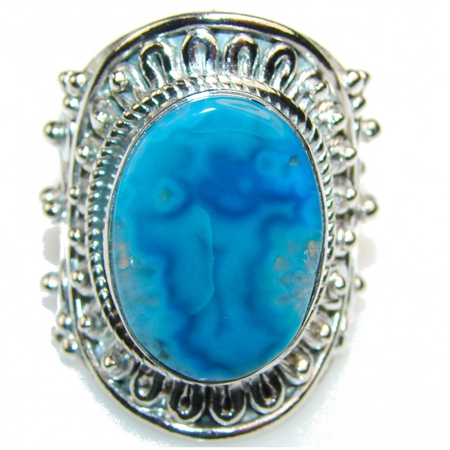 Passion Blue Agate Sterling Silver Ring s. 8 1/2