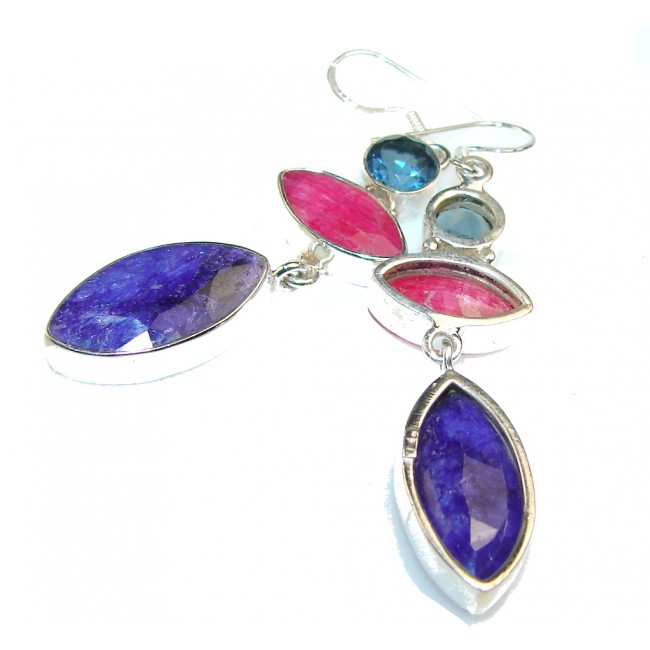 Gorgeous!! Multicolor Sapphire Sterling Silver earrings