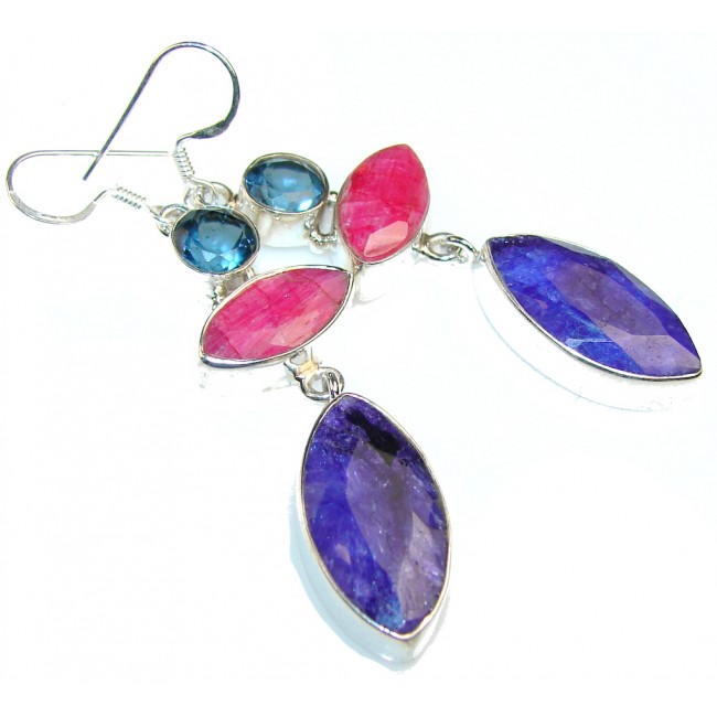 Gorgeous!! Multicolor Sapphire Sterling Silver earrings