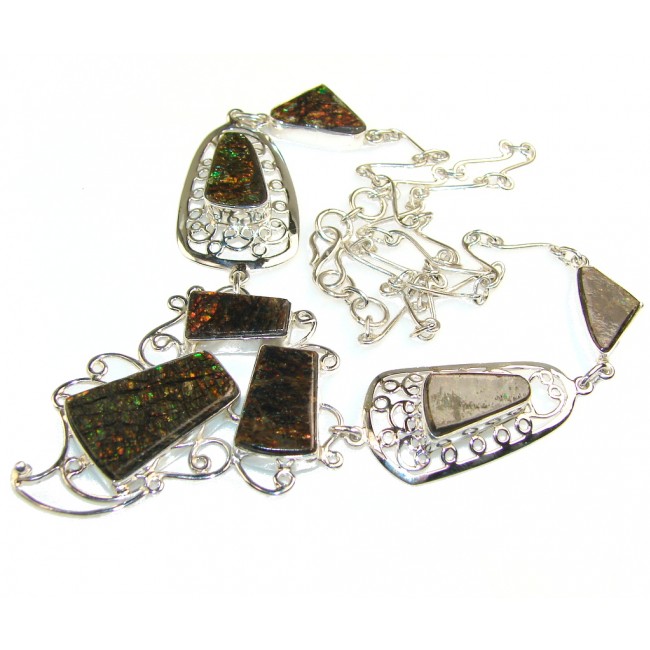 Nature's Contrasts Ammolite Sterling Silver necklace