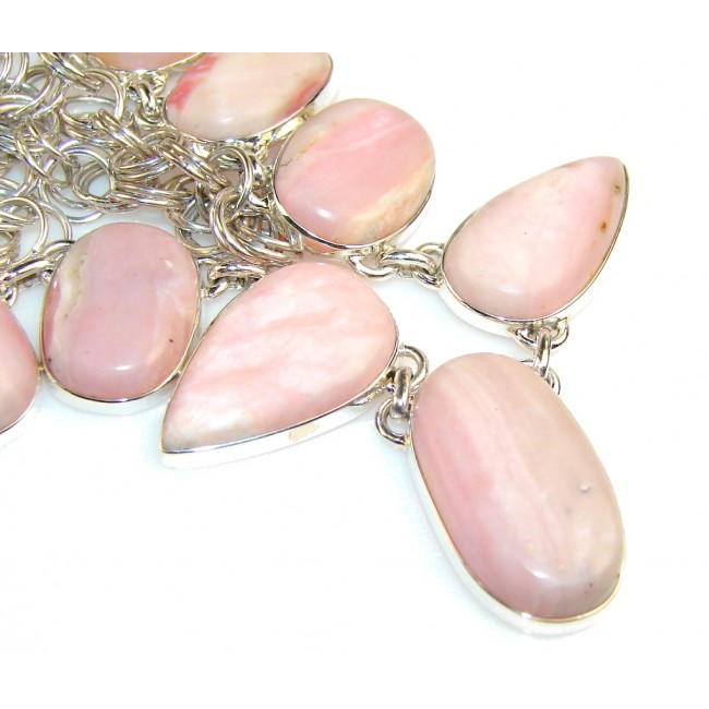 Beautiful Natural Pink Opal Sterling Silver Necklaces