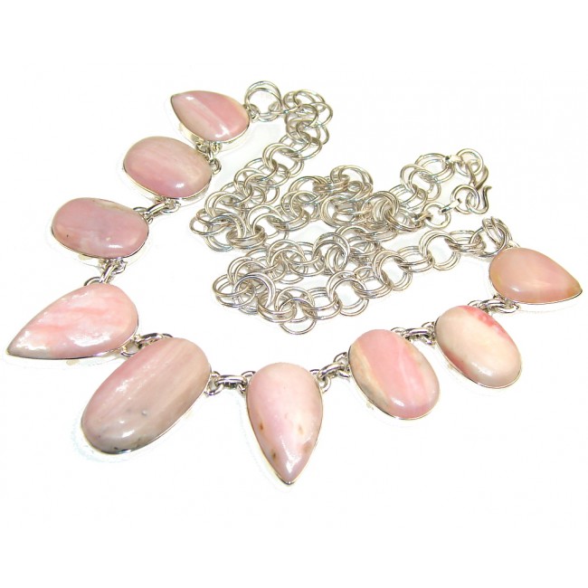 Beautiful Natural Pink Opal Sterling Silver Necklaces - SilverRushStyle