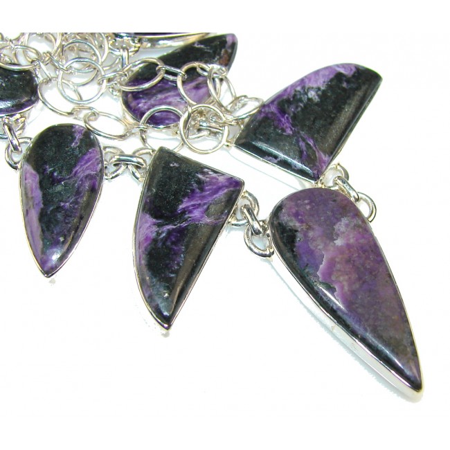 Excellent Purple Charoite Sterling Silver Necklace
