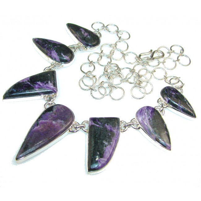 Excellent Purple Charoite Sterling Silver Necklace