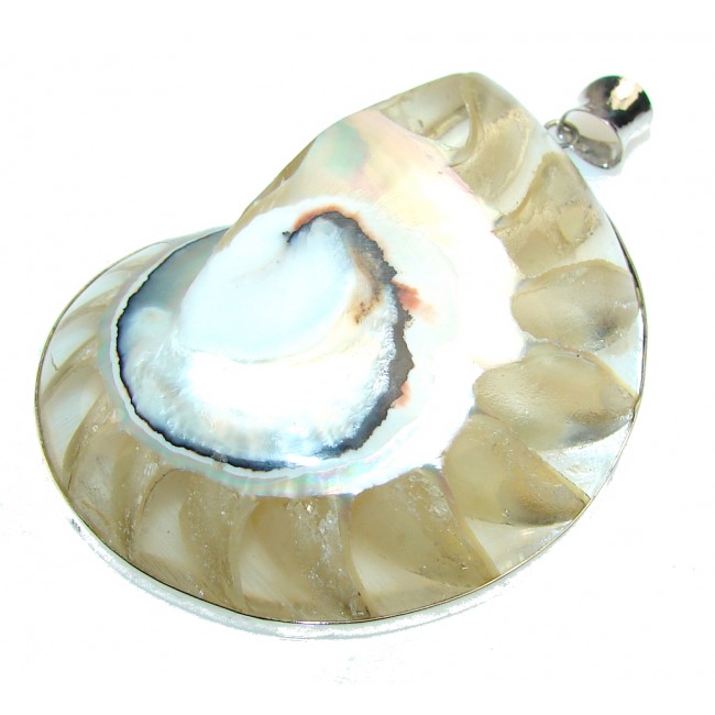 Big!! Special Ocean Shell Sterling Silver Pendant