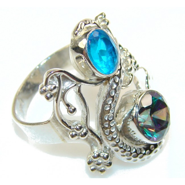 Fantstic Design Blue Quartz Sterling Silver Ring s. 11