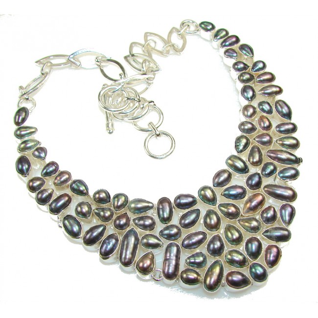 Fabulous Design!! Mother Of Pearl Sterling Silver necklace