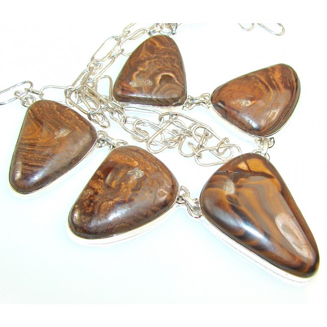 Excellent Iron Tigers Eye Sterling Silver necklace