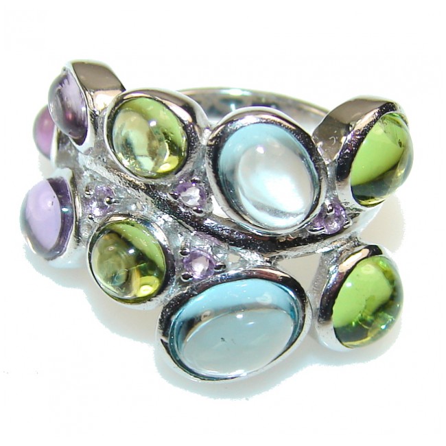 Bring The Heat!! Multistone Sterling Silver Ring s. 7