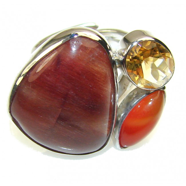 New Design!! Carnelian Sterling Silver ring s. 7 - Adjustable