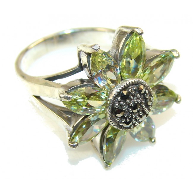 Tropical Design Marcasite Sterling Silver ring s. 6