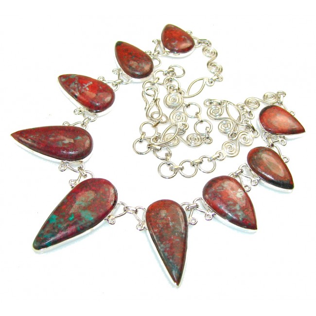 Natural Red Sonora Jasper Sterling Silver Necklace