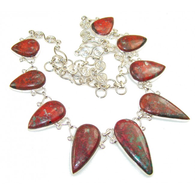 Natural Red Sonora Jasper Sterling Silver Necklace