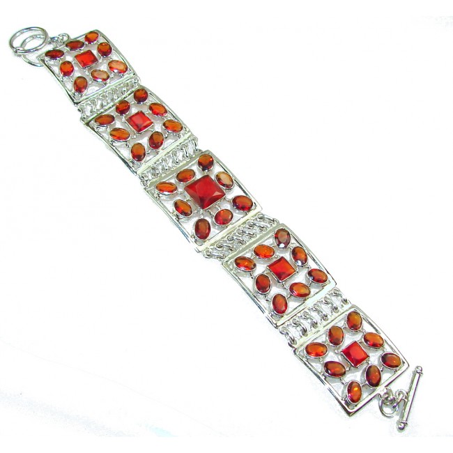 Fantastic Created Red Quartz Sterling Silver Bracelet