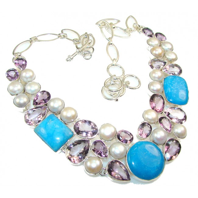 Awesome Blue Sea Sediment Jasper Sterling Silver necklace