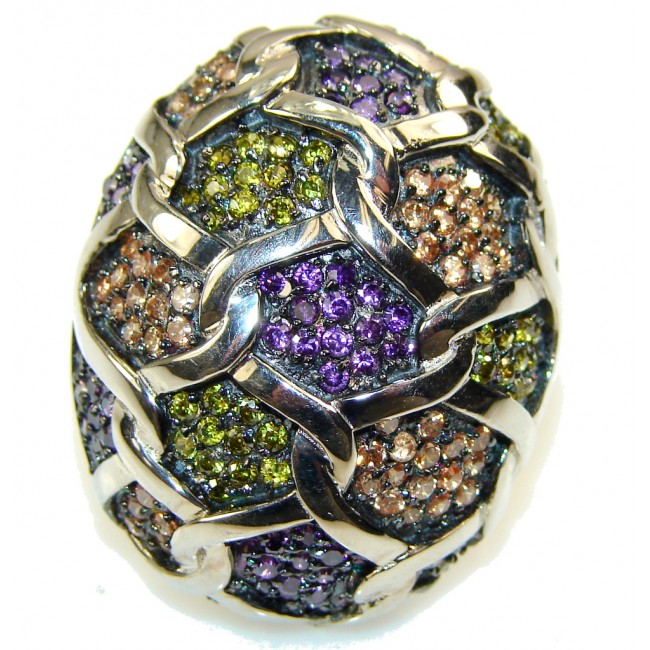 Spectacular Design!! Amethyst Sterling Silver ring s. 6 1/4