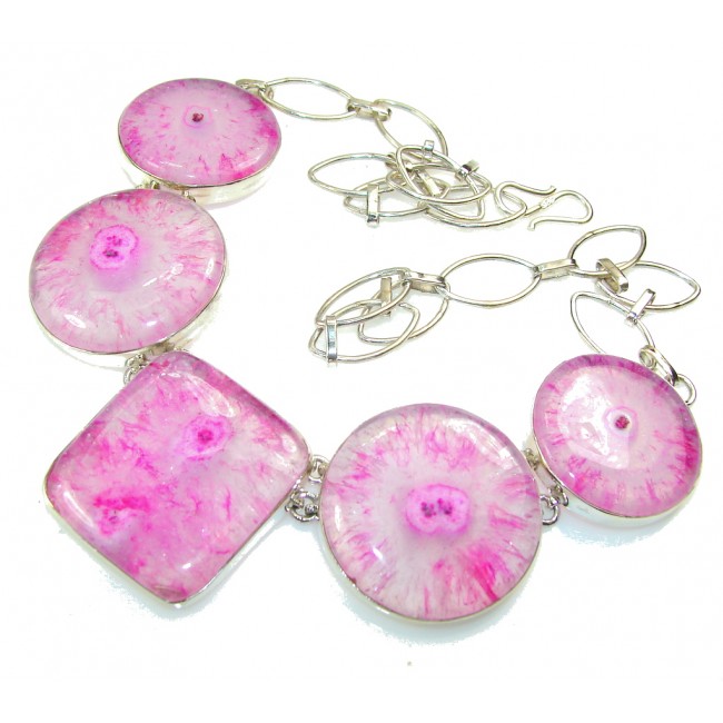 Amazing Design!! Pink Agate Sterling Silver necklace