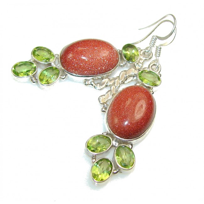 Passion Red Sun Sitara Sterling Silver Earrings