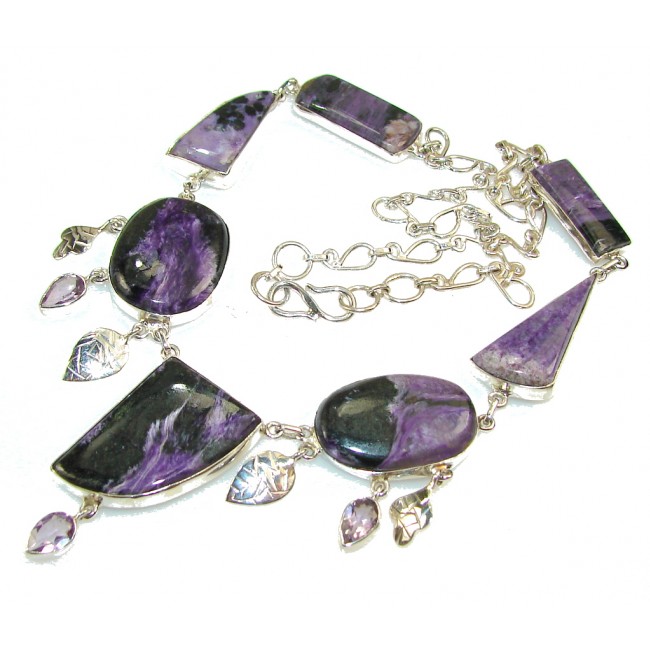 Amazing Purple Charoite Sterling Silver Necklace