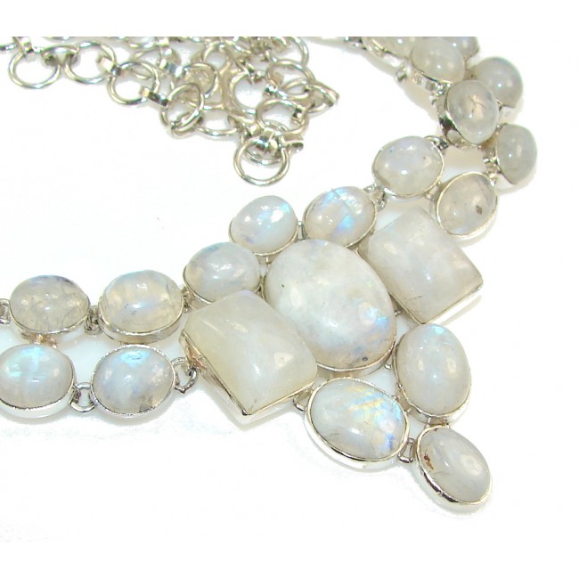 Huge!Special Secret!! White Moonstone Sterling Silver necklace
