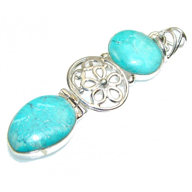 Stylish Blue Turquoise Sterling Silver Pendant