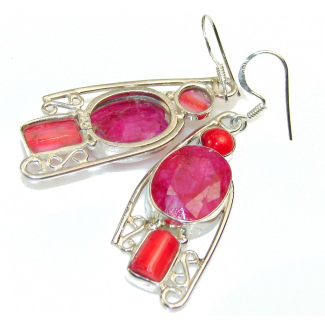 Tropical Pink Ruby Sterling Silver earrings