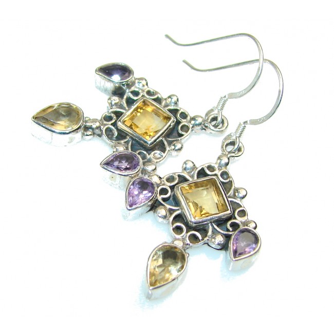 Amazing Rich Yellow Citrine Sterling Silver earrings