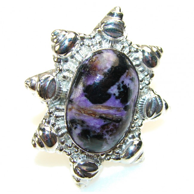 Precious Design!! Purple Charoite Sterling Silver Ring s. 8
