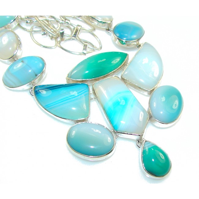 Awesome Design!! Multicolor Agate Sterling Silver necklace